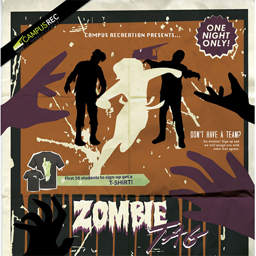 Zombie Tag Halloween Event - CSU Illustrated Infographic Posters